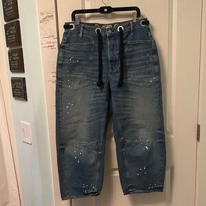 We The Free Moxie Pull-On Barrel Jeans with White Paint Accent